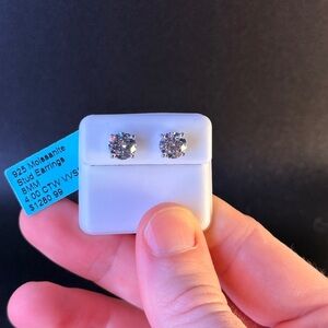 8MM, 4CTW 925 Italy Sterling Silver- VVS1 D Moissanite 4 prong